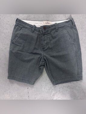 Hollister Men's Chino Shorts Size 36 Grey Geometric Pattern Flat Front Chino